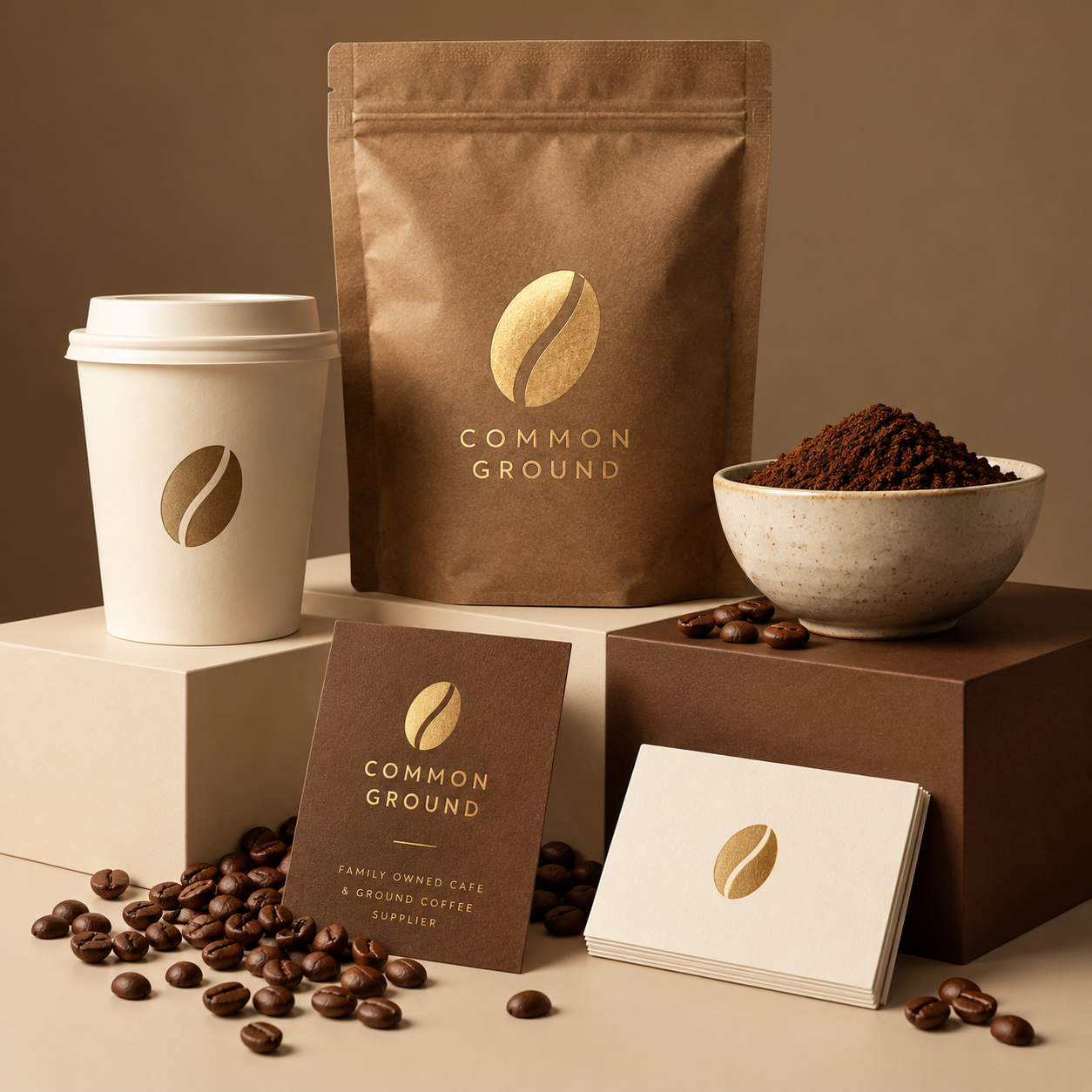 Ground coffee supplier packaging and wholesale concept