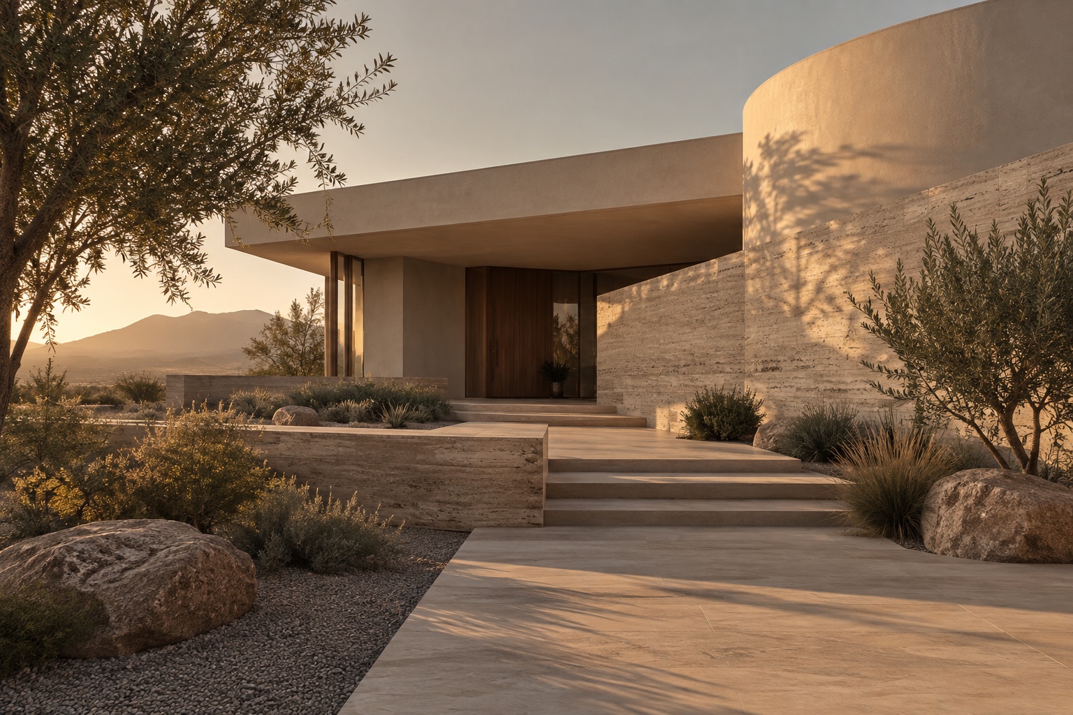 Contemporary stone residence in a conceptual property listing
